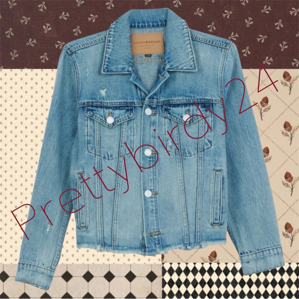 Lucky Brand Aluma Fray Cutoff Waistband Tomboy Trucker Denim Jacket